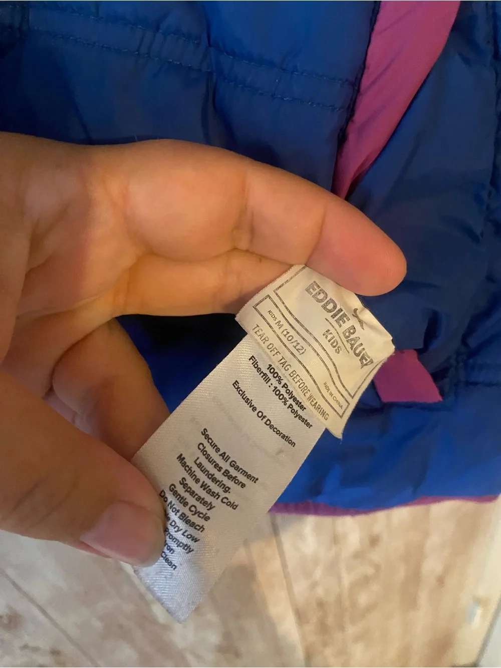 Eddie Bauer Kids Hooded Puffer Jacket reversible, Medium 10/12, Sherpa, Read !